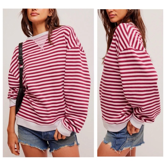 Free People Tops - NWT Free People Classic Striped Oversized Crewneck